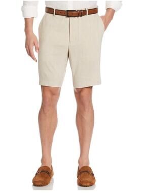 CUBAVERA | Men's NEW Linen Blend Stretch Flat-Front Shorts Size 32 Extended Tab